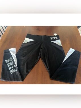 PINK Victoria's Secret Black Leggings with White Panels